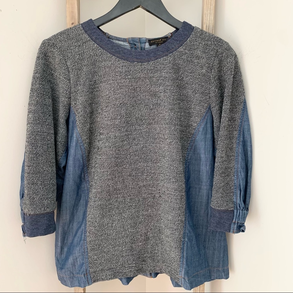 Anthropologie Current Air Textured/Denim Top, Small